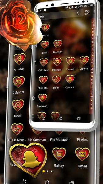 Golden Heart Rose Theme - Image screenshot of android app