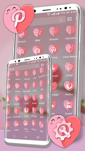 Love Heart Pink Launcher Theme - Image screenshot of android app