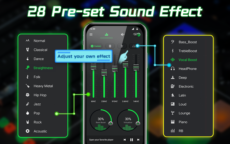 Equalizer- Bass Booster&Volume - عکس برنامه موبایلی اندروید