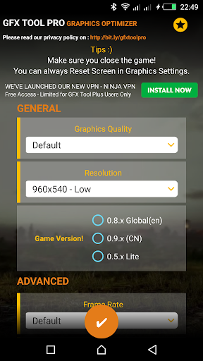 GFX Tool Pro for PU Battlegounds - 60FPS - Image screenshot of android app