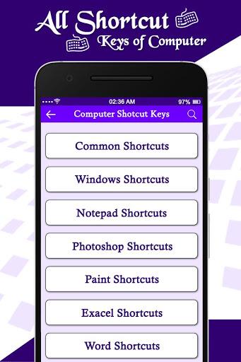 Computer Shortcut Keys : Software Shortcut Keys - عکس برنامه موبایلی اندروید