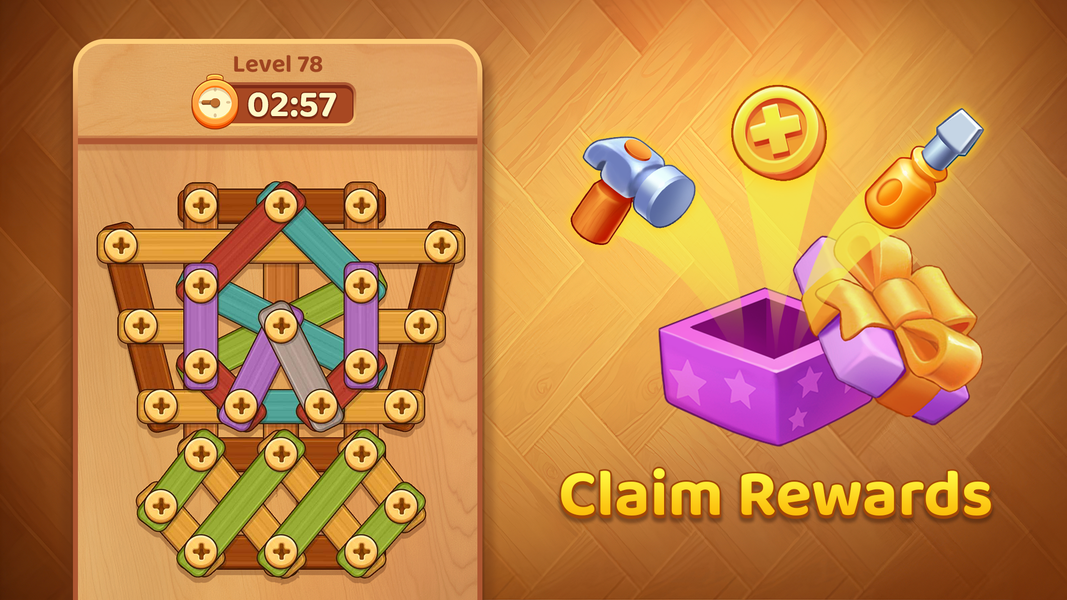 Wooden Screw: Nuts and Bolts - عکس بازی موبایلی اندروید