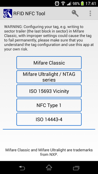 RFID NFC Tool - Image screenshot of android app