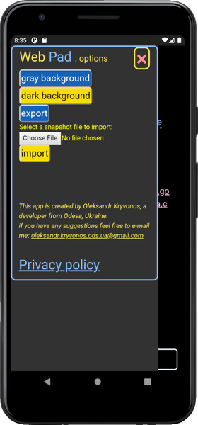 WebPad - mini wiki - Image screenshot of android app