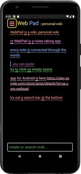 WebPad - mini wiki - Image screenshot of android app