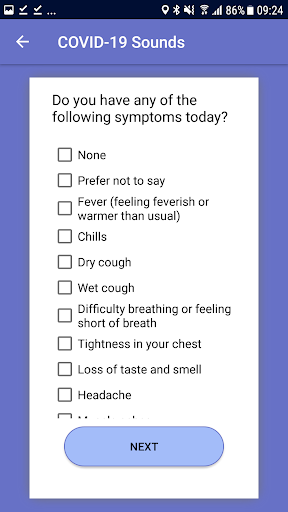 COVID-۱۹ Sounds - تشخیص کرونا از صدا - عکس برنامه موبایلی اندروید