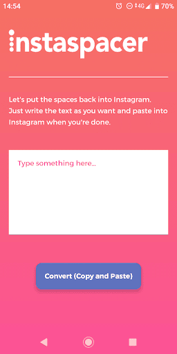 instaspacer - adding line-breaks to Instagram - Image screenshot of android app