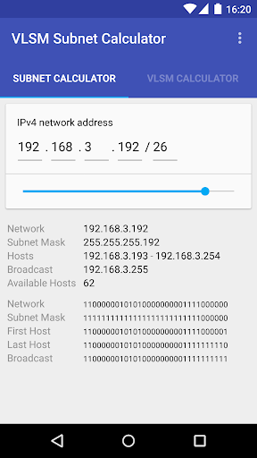 VLSM / CIDR Subnet Calculator - Image screenshot of android app