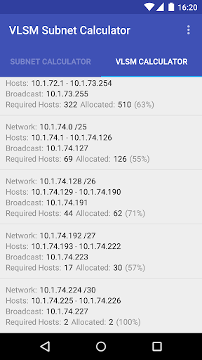 VLSM / CIDR Subnet Calculator - عکس برنامه موبایلی اندروید