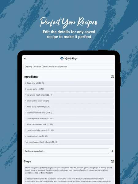 Simple Recipe: Recipe Saver - عکس برنامه موبایلی اندروید