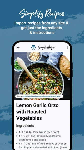 Simple Recipe: Recipe Saver - عکس برنامه موبایلی اندروید