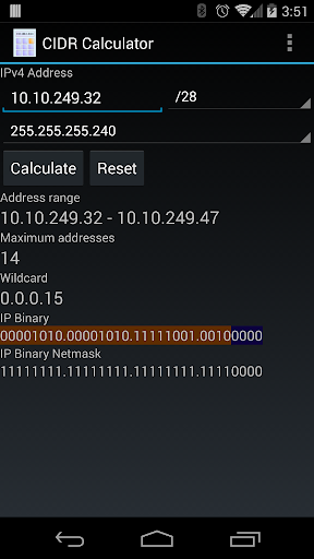 CIDR Calculator - Image screenshot of android app