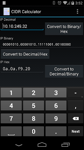 CIDR Calculator - Image screenshot of android app