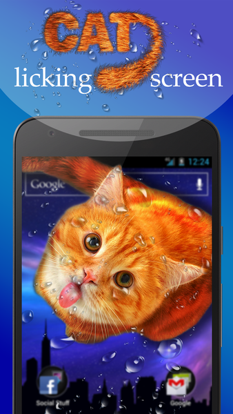 cat cleaning the screen - Image screenshot of android app