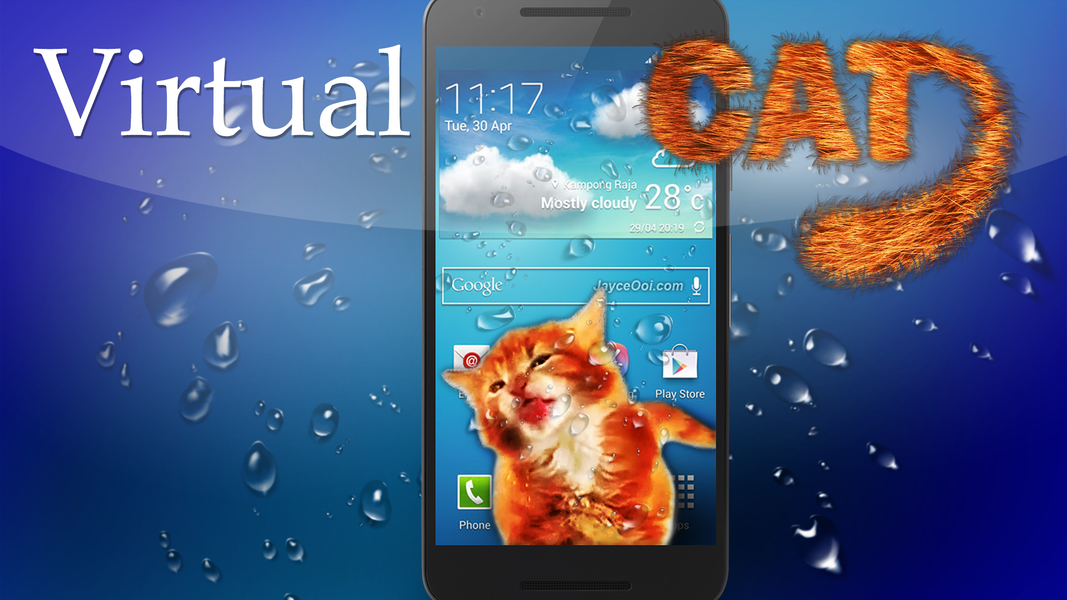 cat cleaning the screen - Image screenshot of android app