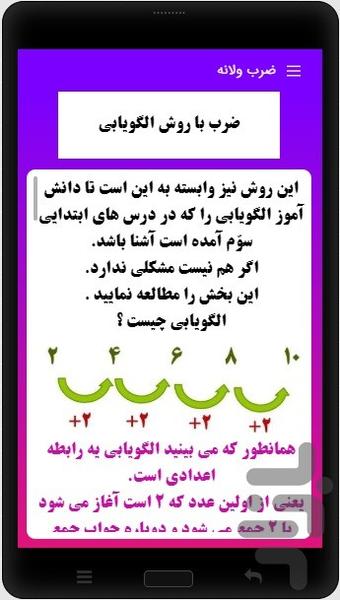 آموزش جدول ضرب ضرب ولانه - عکس برنامه موبایلی اندروید