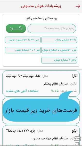مزایده خودرو (با هوش مصنوعی) - عکس برنامه موبایلی اندروید