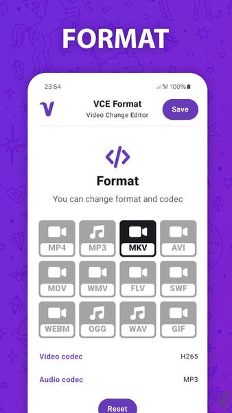VCE-Format : Change Video Codec - Image screenshot of android app