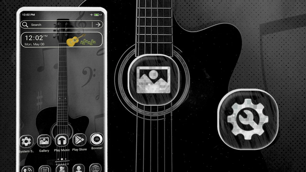 Black Guitar Theme - Image screenshot of android app