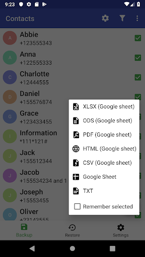 Save contacts - عکس برنامه موبایلی اندروید