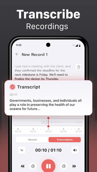 Voice Recorder & Transcriber - عکس برنامه موبایلی اندروید