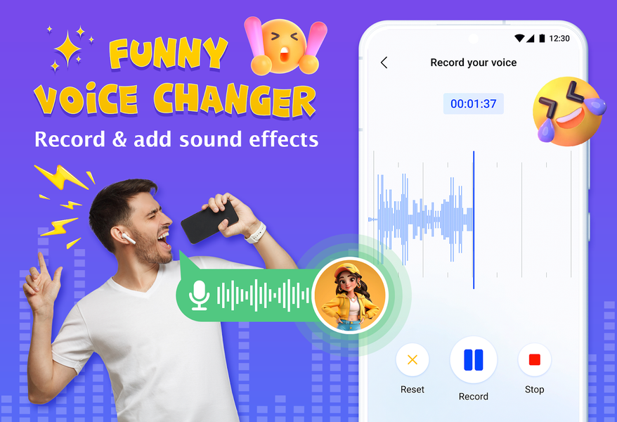 Voice Changer AI, Sound Effect - عکس برنامه موبایلی اندروید