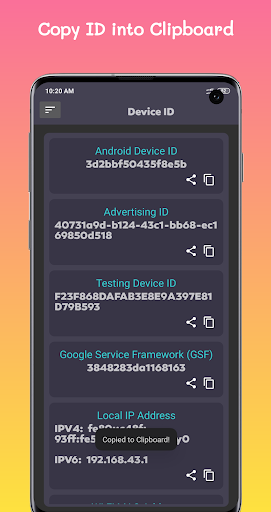 Device ID - عکس برنامه موبایلی اندروید