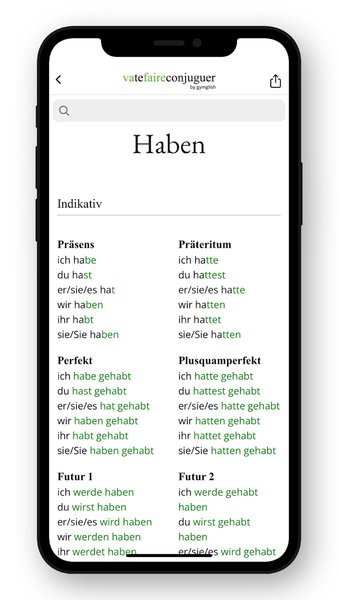 German conjugation - عکس برنامه موبایلی اندروید