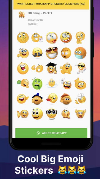 3D Emoji Stickers for WhatsApp: Smiley Stickers - Image screenshot of android app