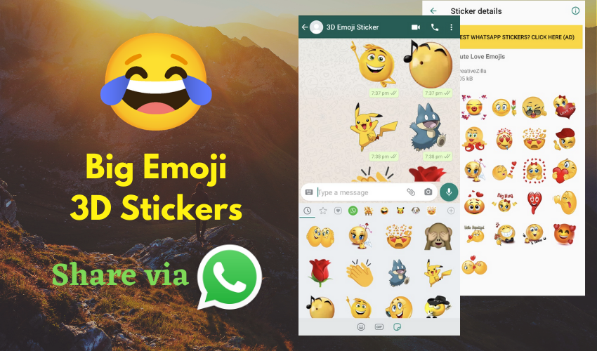 3D Emoji Stickers for WhatsApp: Smiley Stickers - Image screenshot of android app