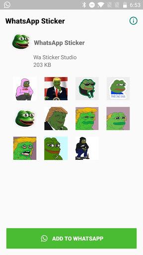 Pepe Frog Stickers for WhatsApp, WAStickerApps - Image screenshot of android app