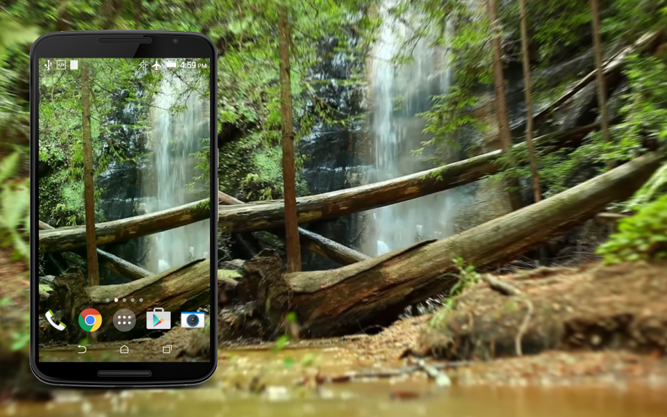 Waterfall in Forest LWP - Image screenshot of android app