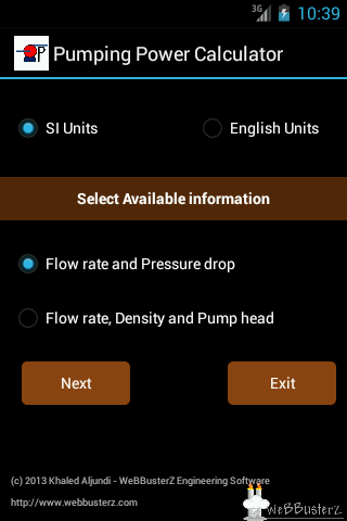 Pumping power calculator Lite - عکس برنامه موبایلی اندروید