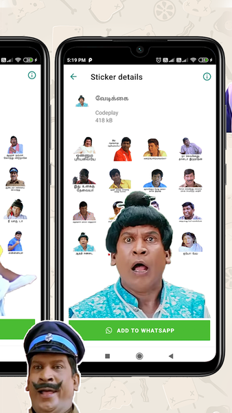 Vadivelu fun whats sticker app - Image screenshot of android app