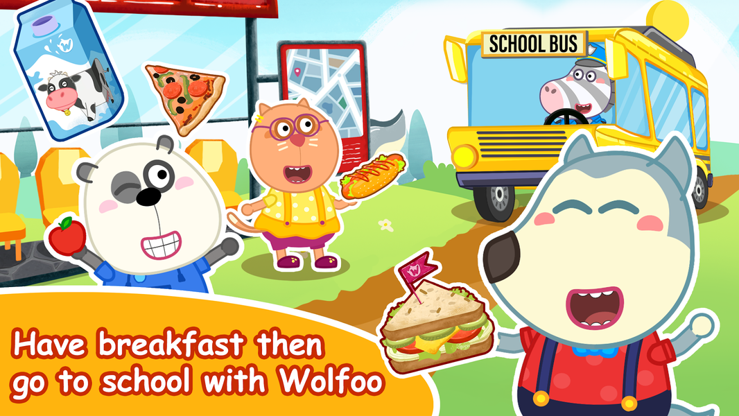 Wolfoo A Day At School - Gameplay image of android game