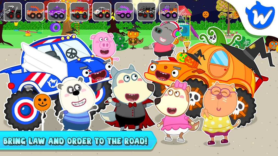 Wolfoo Monster Truck Police - Gameplay image of android game
