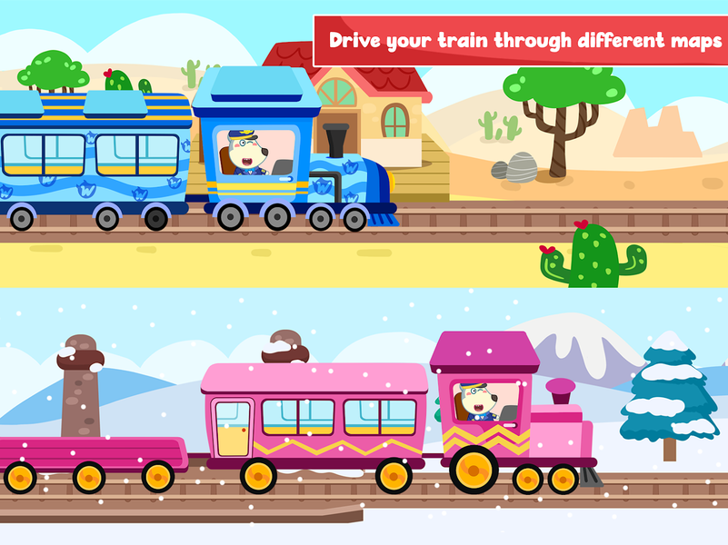 Wolfoo Train - Railway Station - Gameplay image of android game