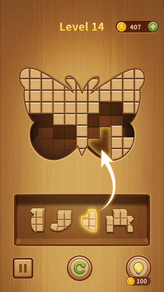 Wood BlockPuz Jigsaw Puzzle - Gameplay image of android game