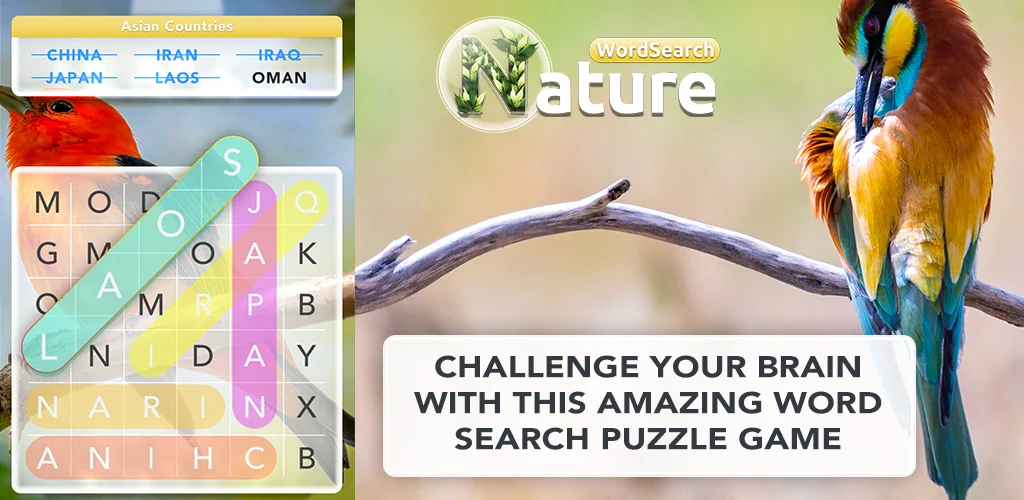Word Search Nature Puzzle Game - Gameplay image of android game