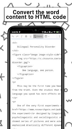 Word to HTML editor tool - Image screenshot of android app