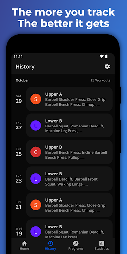 Progression - Gym Workout Log - Image screenshot of android app
