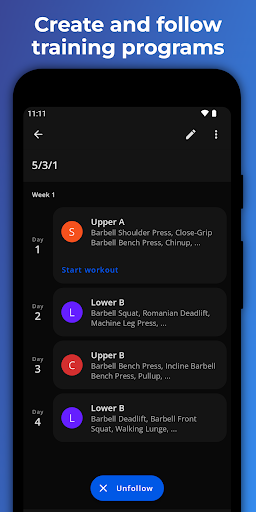 Progression - Gym Workout Log - Image screenshot of android app