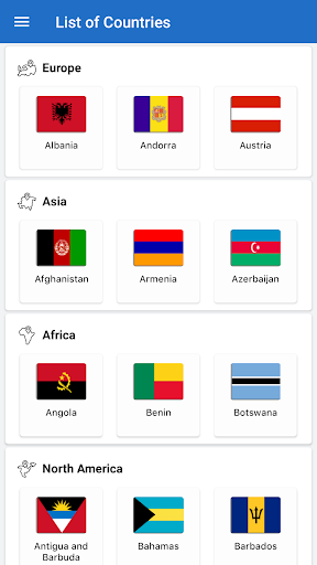 List of Countries - Maps - Image screenshot of android app