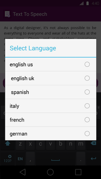 Text To Speech - Image screenshot of android app