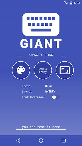 GIANT Text Keyboard - عکس برنامه موبایلی اندروید