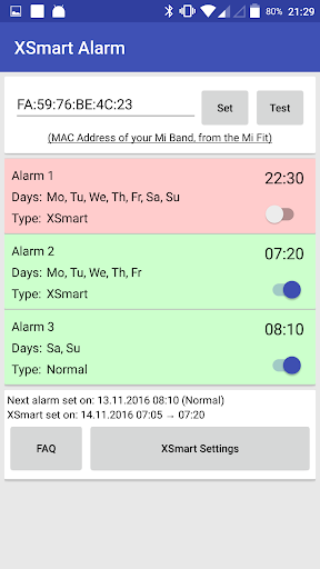 Smart Alarm for Mi Band (XSmart) - عکس برنامه موبایلی اندروید