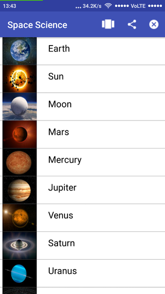 Space Science - عکس برنامه موبایلی اندروید