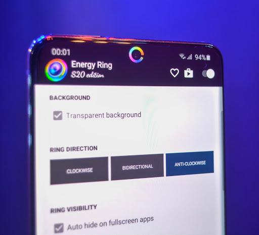 Energy Ring - S20/5G/Ultra/+ battery indicator! - Image screenshot of android app