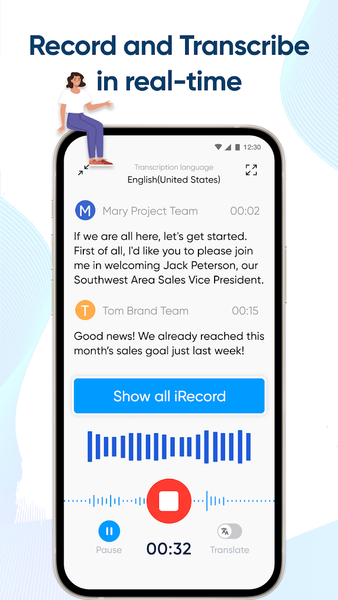 iRecord: Transcribe Voice Note - عکس برنامه موبایلی اندروید