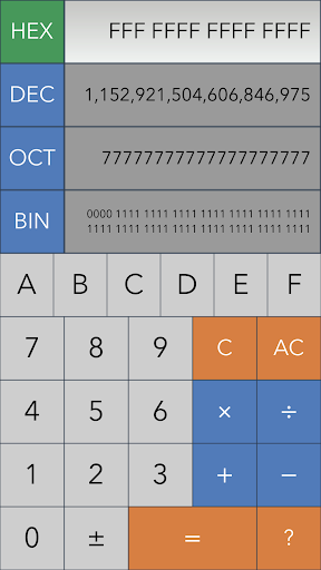 Hex,Dec,Oct,Bin(Dev Calc) - عکس برنامه موبایلی اندروید